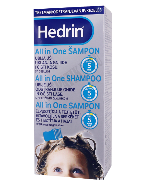 Hedrin All in One fejtetű elleni sampon + fésű