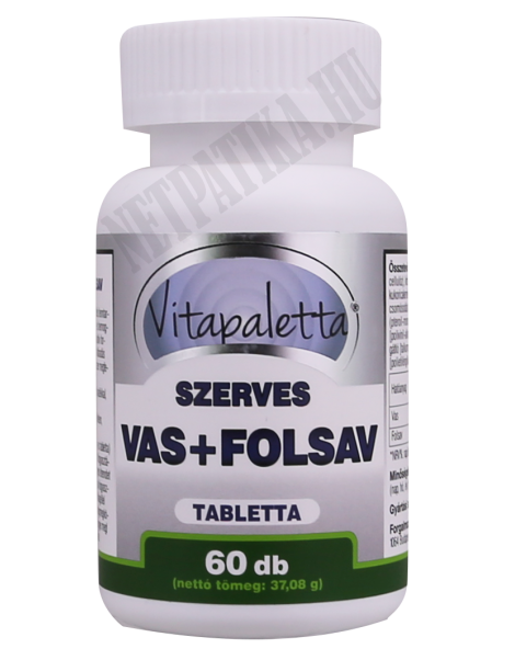 Vitapaletta Szerves Vas + Folsav étrend-kiegészítő tabletta 