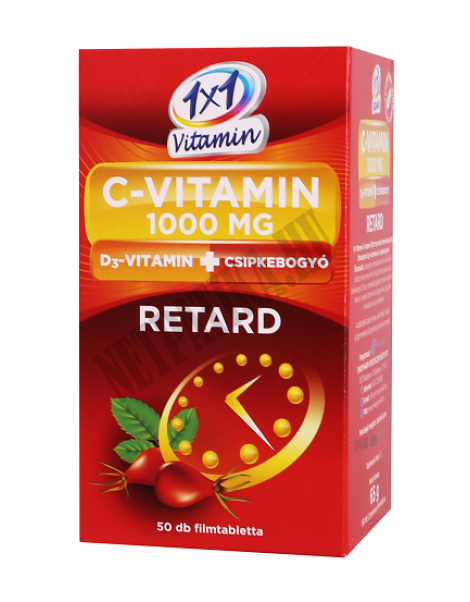 1x1 Vitamin C-vitamin 1000mg Retard filmtabletta D3-vitaminnal és csipkebogyóval 50x