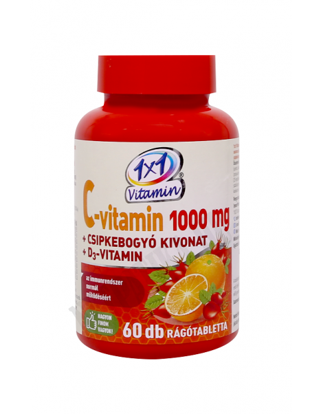 1x1 Vitamin C-vitamin 1000 mg + D3 rágótabletta csipkebogyóval 60x