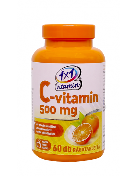 1x1 Vitamin C-vitamin 500mg rágótabletta édesítőszerekkel, narancs ízű 60x