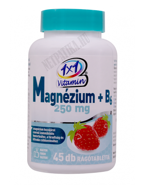 1x1 Vitamin Magnézium + B6 250mg rágótabletta eper ízű 45x