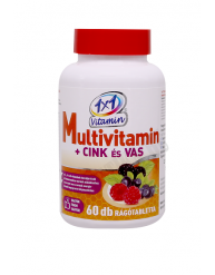 1x1 Vitamin Multivitamin + Cink + Vas erdei gyümölcsös ízű rágótabletta 60x