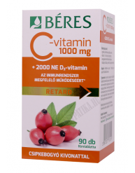 Béres C-vitamin 1000 mg RETARD filmtabletta csipkebogyó kivonattal + 2000 NE D3-vitamin filmtabletta