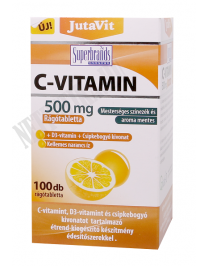 JutaVit C-vitamin 500mg + D3-vitamint és csipkebogyó kivonatot tartalmazó  rágótabletta