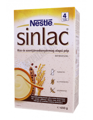 Nestlé Sinlac Rizs- és szentjánoskenyérmag alapú pép Bifidusszal 4 hó+ 650 g