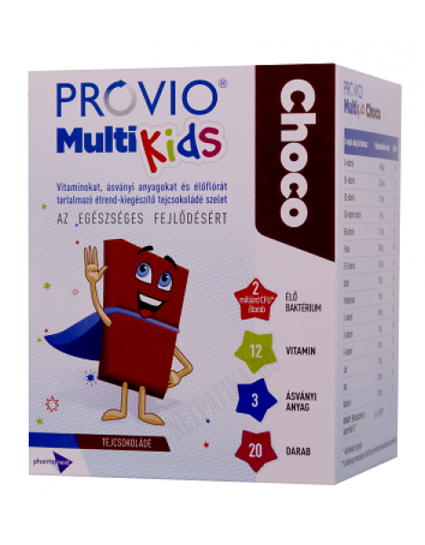 Provio Multi Kids Choco étrendkiegészítő tejcsokoládé szelet