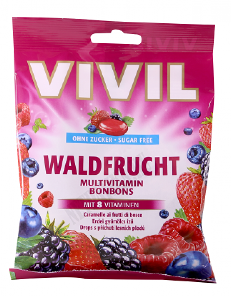 Vivil multivitamin cukorka 60 g erdei gyümölcs ízű, cukormentes